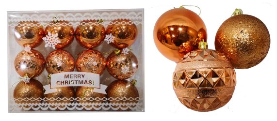 12unid bolas de Navidad modelo surtido 8cm diametro color oro