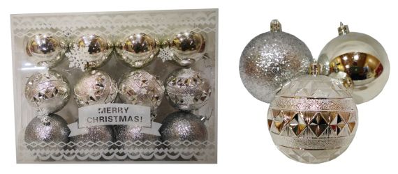 12unid bolas de Navidad modelo surtido 8cm diametro color plata