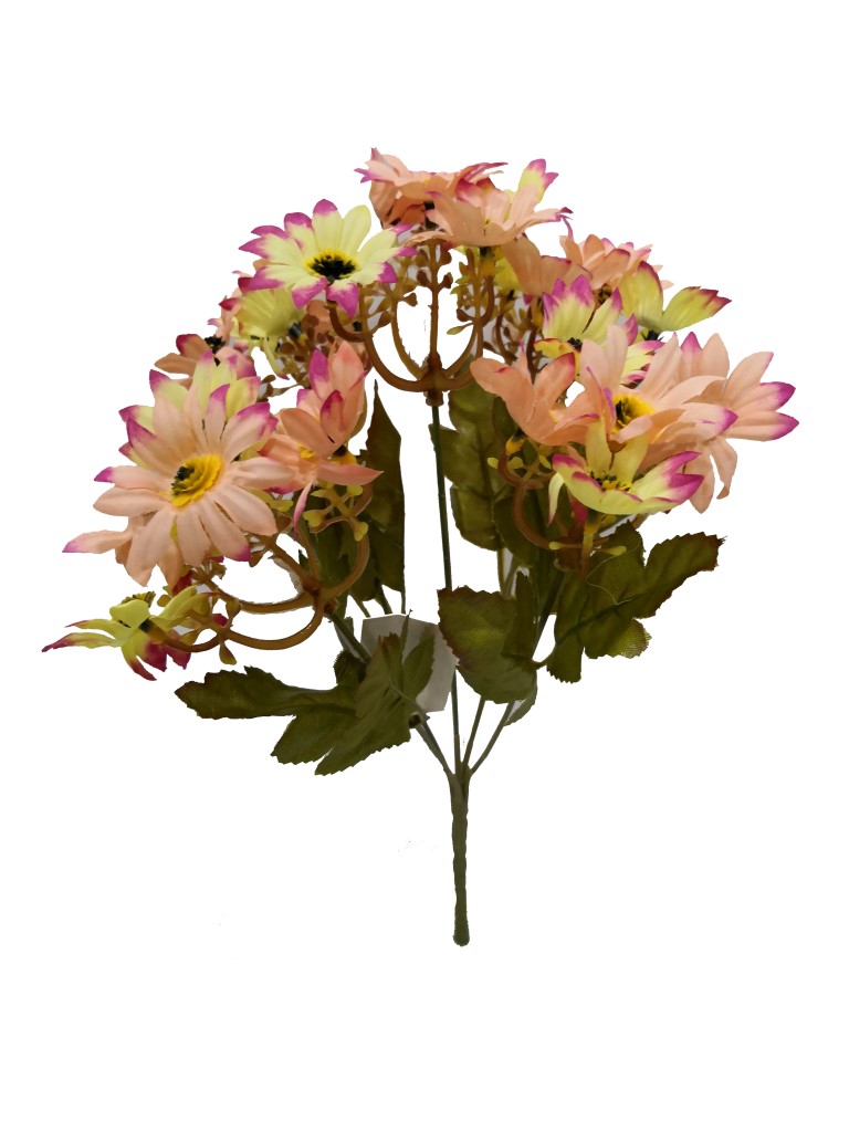 Flor mini 30cm color amarillo/rosa