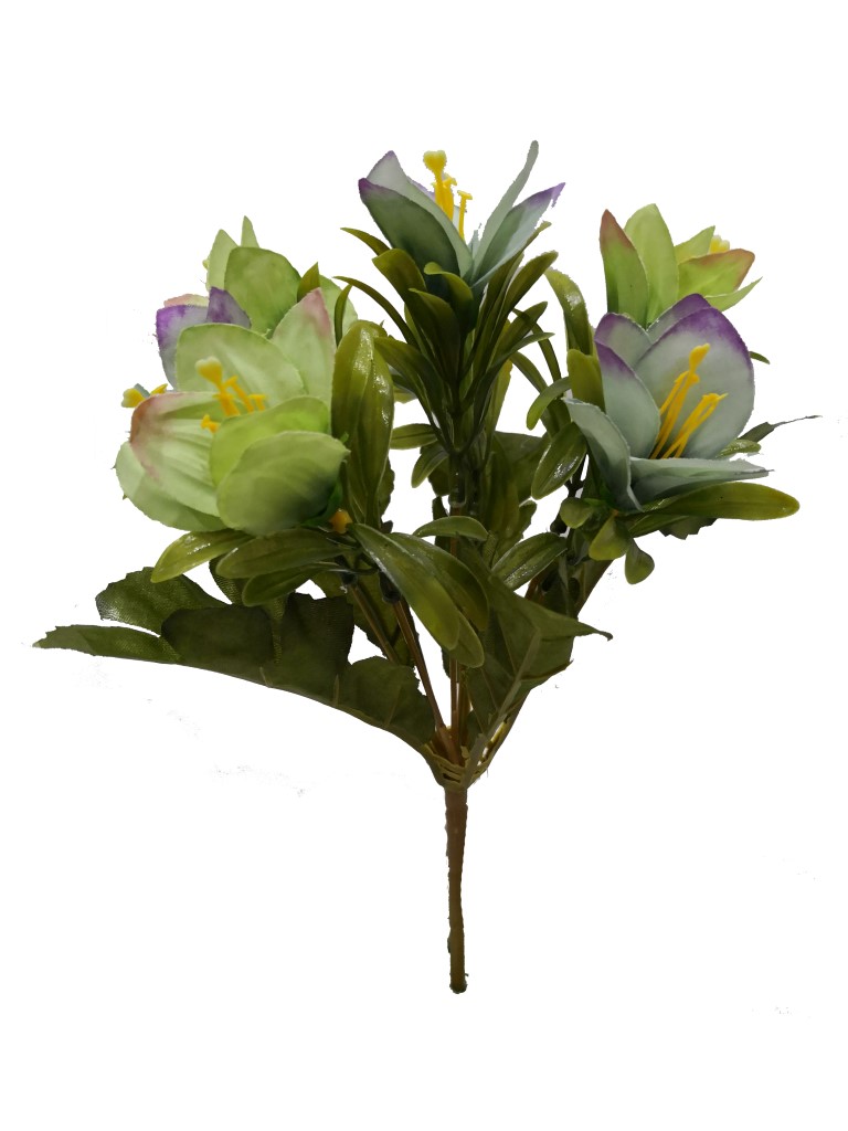 Flor mini 30cm color verde/lila