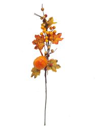 Rama de Acebo Naranja Hoja de Arce 59cm