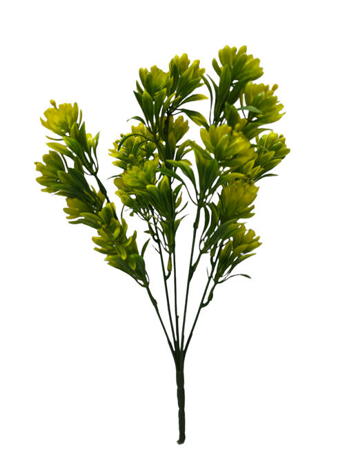 Rama Hoja verde 35CM 7 Ramas Color Amarillo