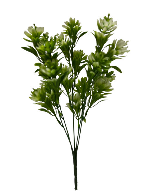 Rama Hoja verde 35CM 7 Ramas Color Blanco
