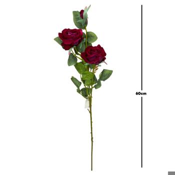 Flor largo rosa 60cm 3 cabezas color Vino