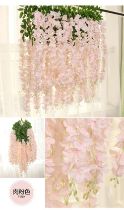 Rama de Flores Colgante Wisteria XXCM Color Rosa