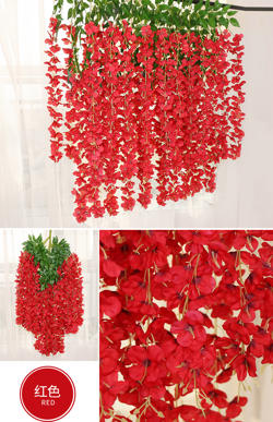Rama de Flores Colgante Wisteria XXCM Color Rojo