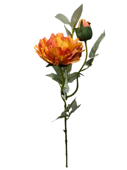 Flor larga 66CM PEONIA 2 Cabezas Color Naranja