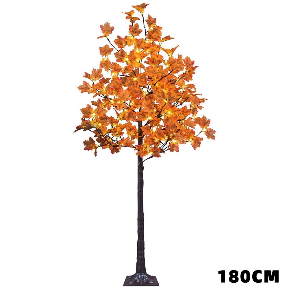 Árbol con Luces LED Iluminadas 180CM Hoja Otoño Naranja