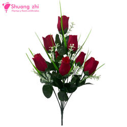 Flor ramo santos 45cm 10 cabezas Terciopelo Rojo