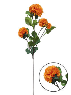 Flor larga Hortensia 74CM 4 Cabezas Naranja