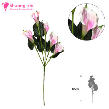 Flor Cala Lirio de Agua 5 Cabezas 85cm Color Rosa