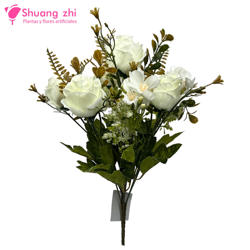 Flor ramo santos 37cm 7 cabezas Beige