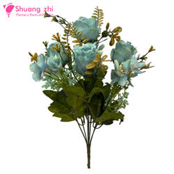 Flor ramo santos 37cm 7 cabezas Azul