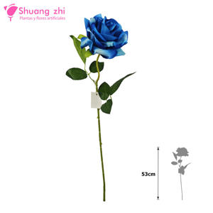 Flor Rosa 53CM Cabeza Terciopelo 53CM Color Azul
