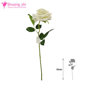 Flor Rosa 53CM Cabeza Terciopelo 53CM Color Beige