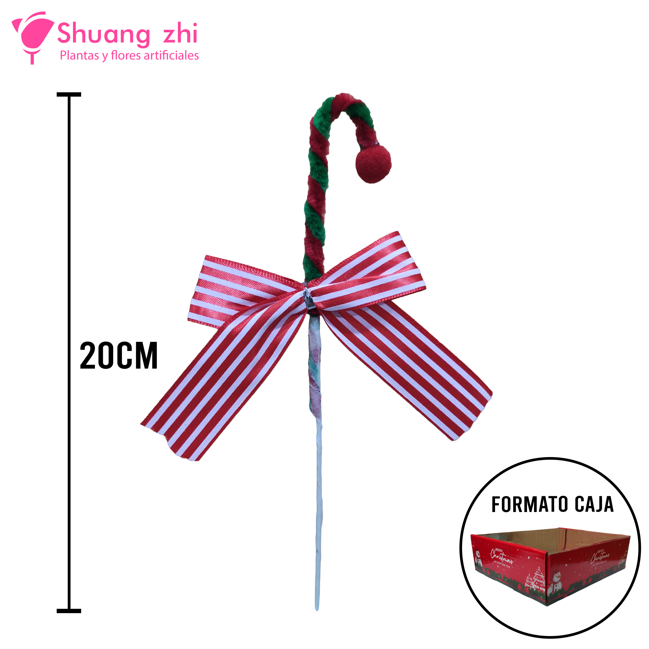 Decoración PIN de Navidad Bastón 20cm