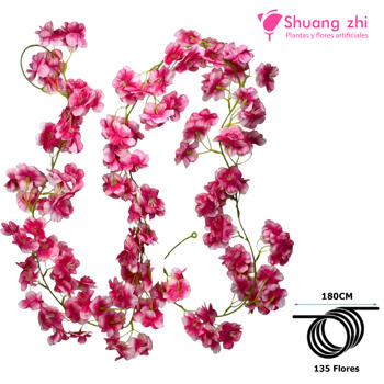 Tira de Flores 180CM 135 Flores Color Fucsia
