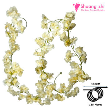 Tira de Flores 180CM 135 Flores Color Beige