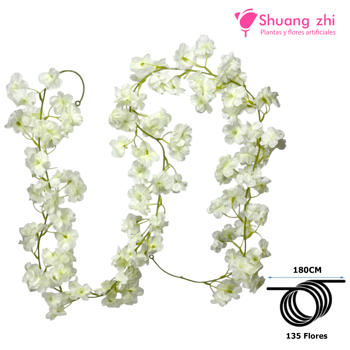 Tira de Flores 180CM 135 Flores Color Blanco