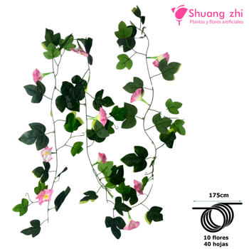 Tira de Flores con hoja Verde 175CM Color Rosa