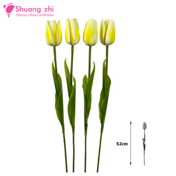 Flor Tulipán 52CM Silicona Color Amarillo