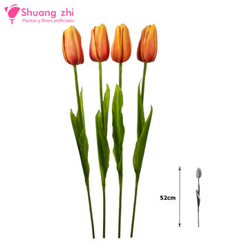 Flor Tulipán 52CM Silicona Color Naranja