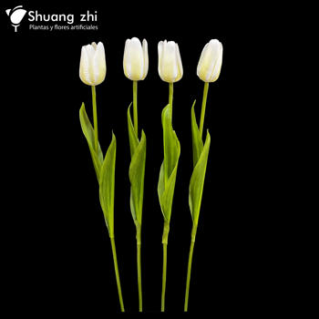 Flor Tulipán 52CM Silicona Color Blanco