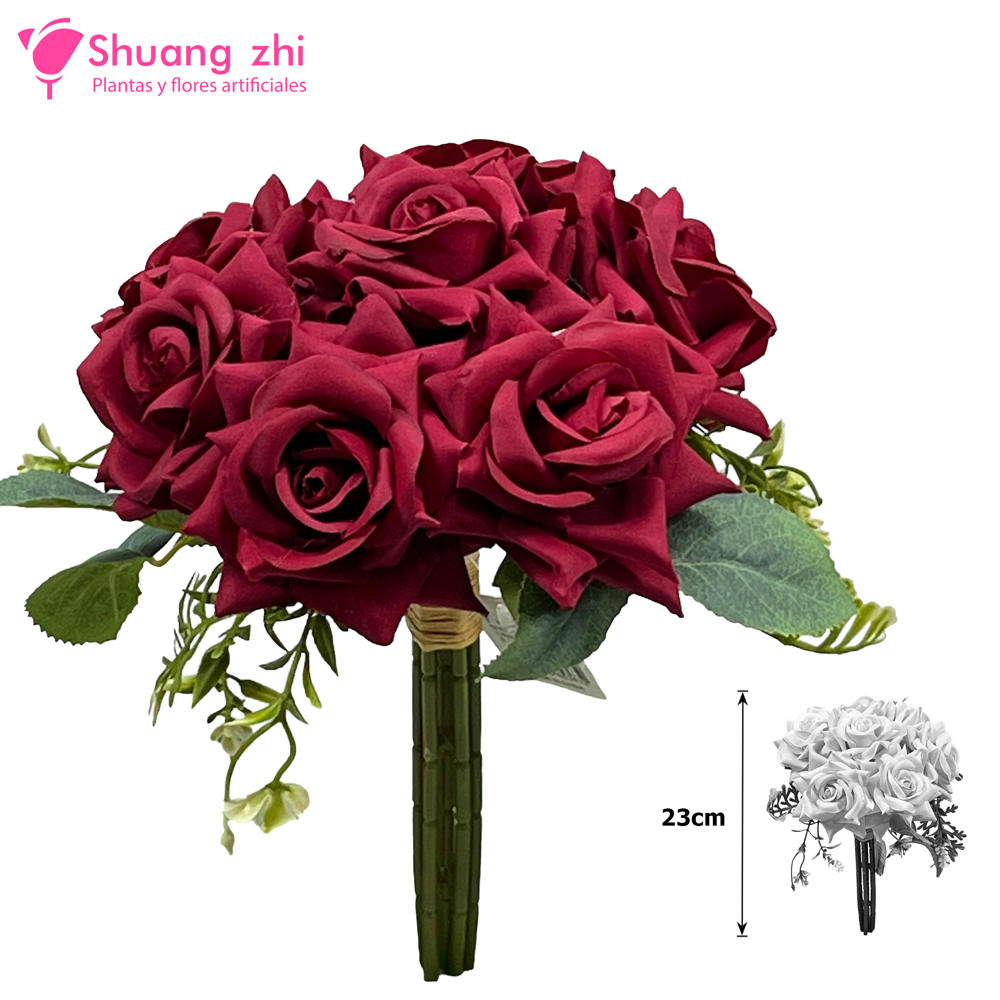 Flor Ramo Novia 23CM 7 Cabezas Color Champan