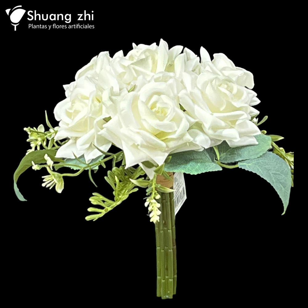 Flor Ramo Novia 23CM 7 Cabezas Color Blanco