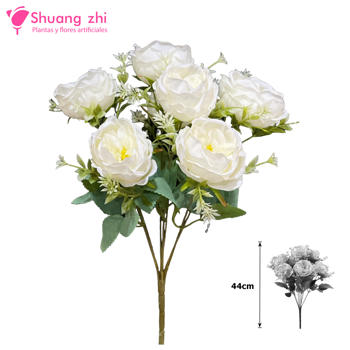 Ramo Peonia 45CM 7 Cabezas Color Blanco