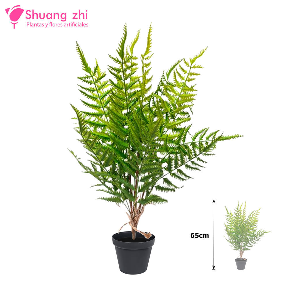 Planta Rama Helecho Hoja Verde 65CM tacto realista