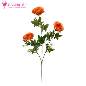 Flor en Vara Largo 3 Cabezas 68CM Color Naranja