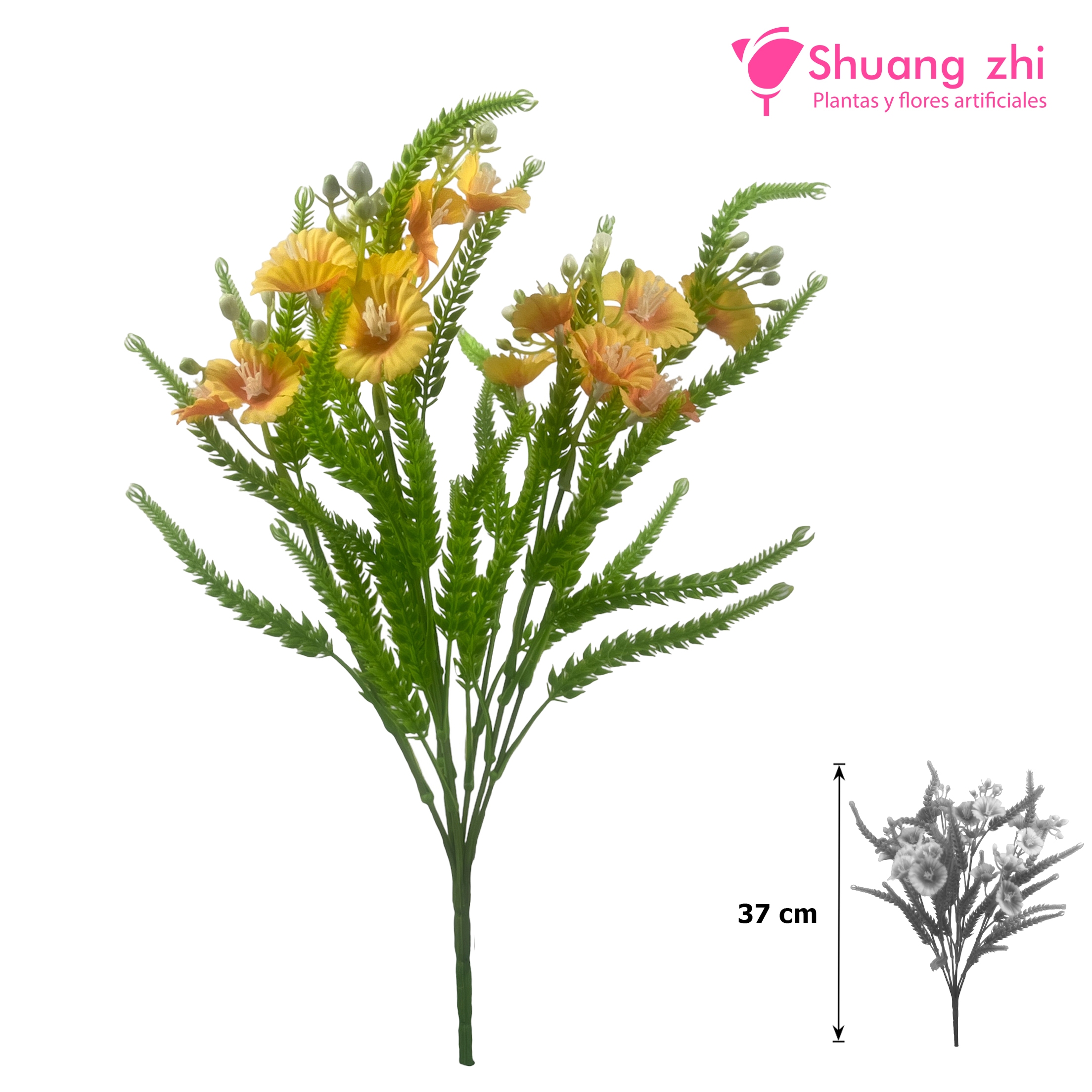 Flor mini Rama 37CM Color Amarillo