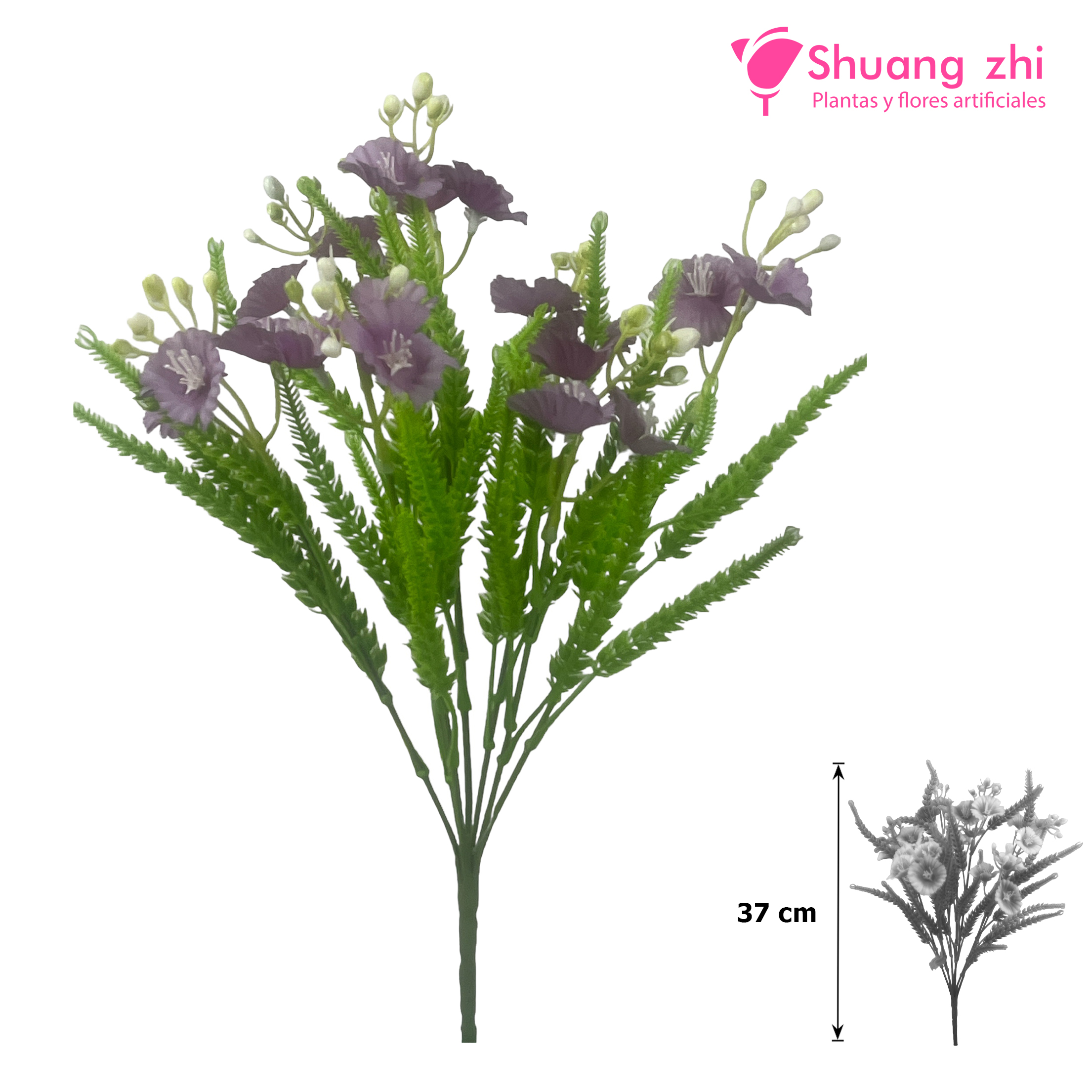 Flor mini Rama 37CM Color Lila