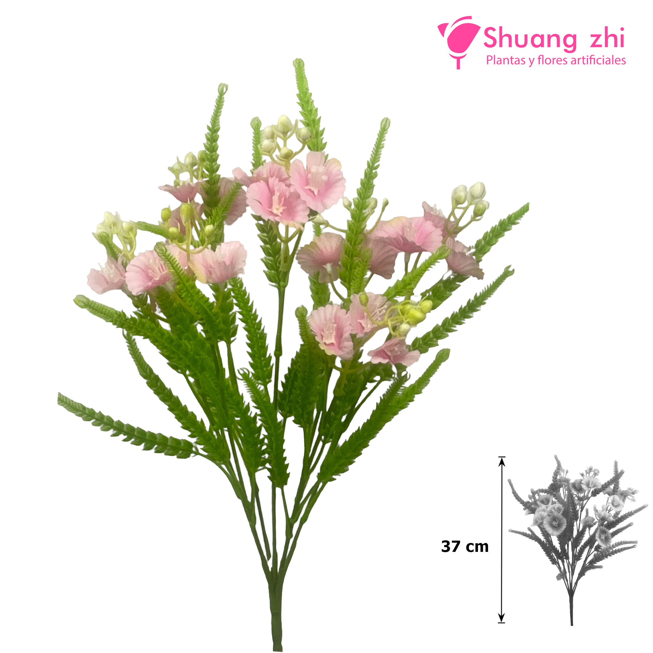 Flor mini Rama 37CM Color Rosa