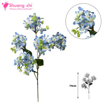 Flor Largo Hortensia 74CM Color Azul
