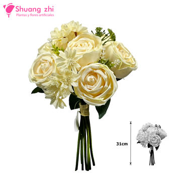 Flor Ramo Novia 31CM 10 Cabezas Color Beige