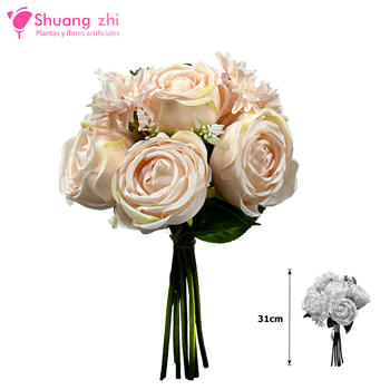 Flor Ramo Novia 31CM 10 Cabezas Color Rosa