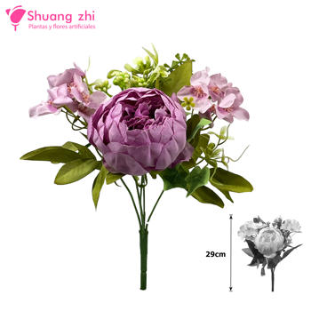 Flor Ramo Novia 29CM 5 Cabezas Color Lila