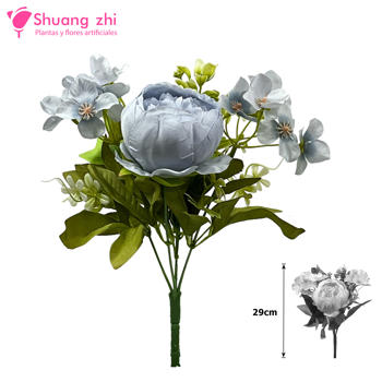 Flor Ramo Novia 29CM 5 Cabezas Color Azul
