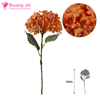 Flor Largo Hortensia 53cm Color Naranja