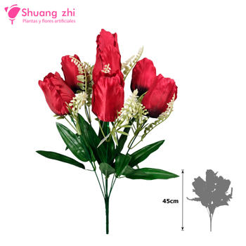 Ramo santos Tulipan 45cm 7 cabezas Color Rojo