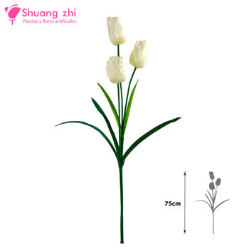 Flor Largo Tulipan 75cm 3 cabezas Color Beige