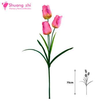 Flor Largo Tulipan 75cm 3 cabezas Color Rosa