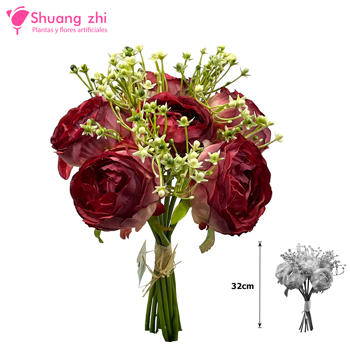 Flor Ramo Novia 32CM 10 Cabezas Color Rojo