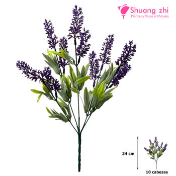 Flor mini lavanda 34cm 10 cabezas