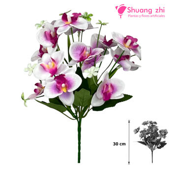 Flor mini Orquídea 30CM Color Blanco Lila