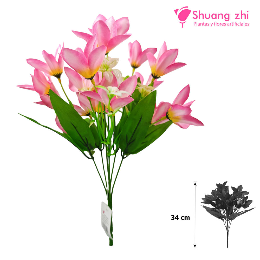 Flor Ramo Mini Lirio 34CM 6 RAMAS Color Rosa