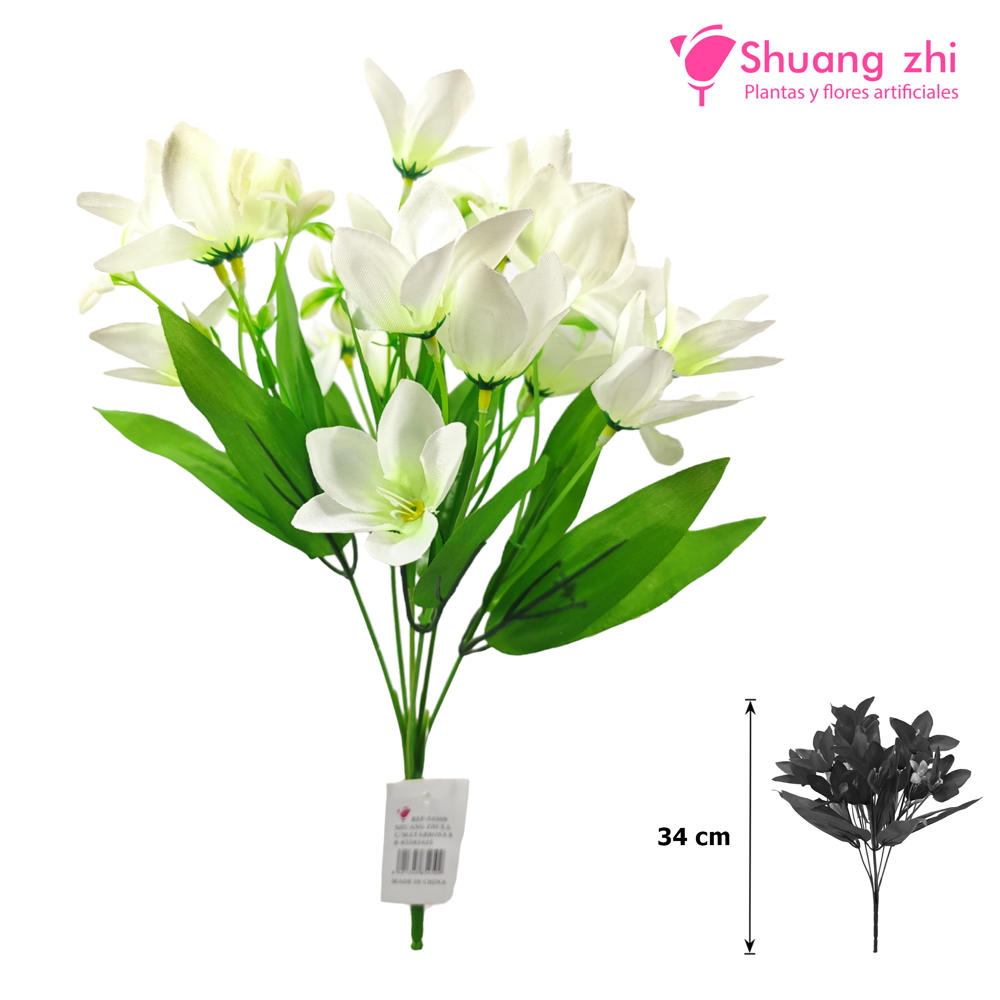 Flor Ramo Mini Lirio 34CM 6 RAMAS Color Blanco
