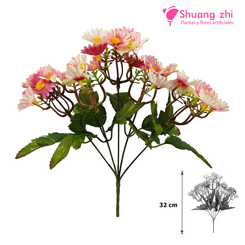 Flor mini 32CM color Rosa/Blanco